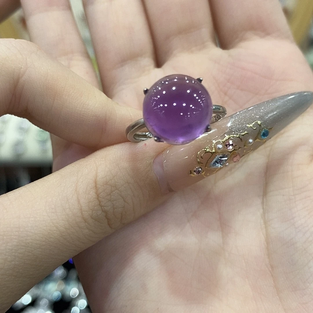 紫晶戒指银S925镶嵌
