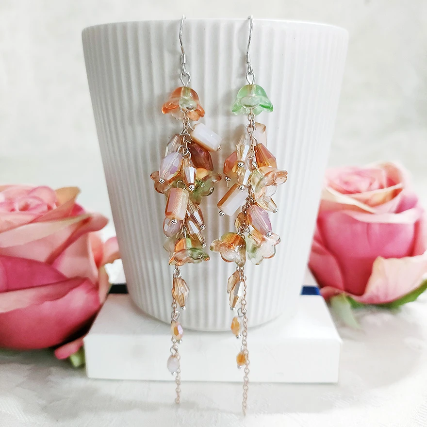 铜合金耳饰 民族风百搭气质手工珠珠耳环1740