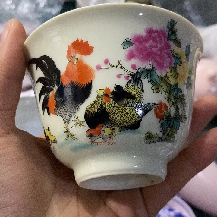 摆件陶黄稀土公鸡杯