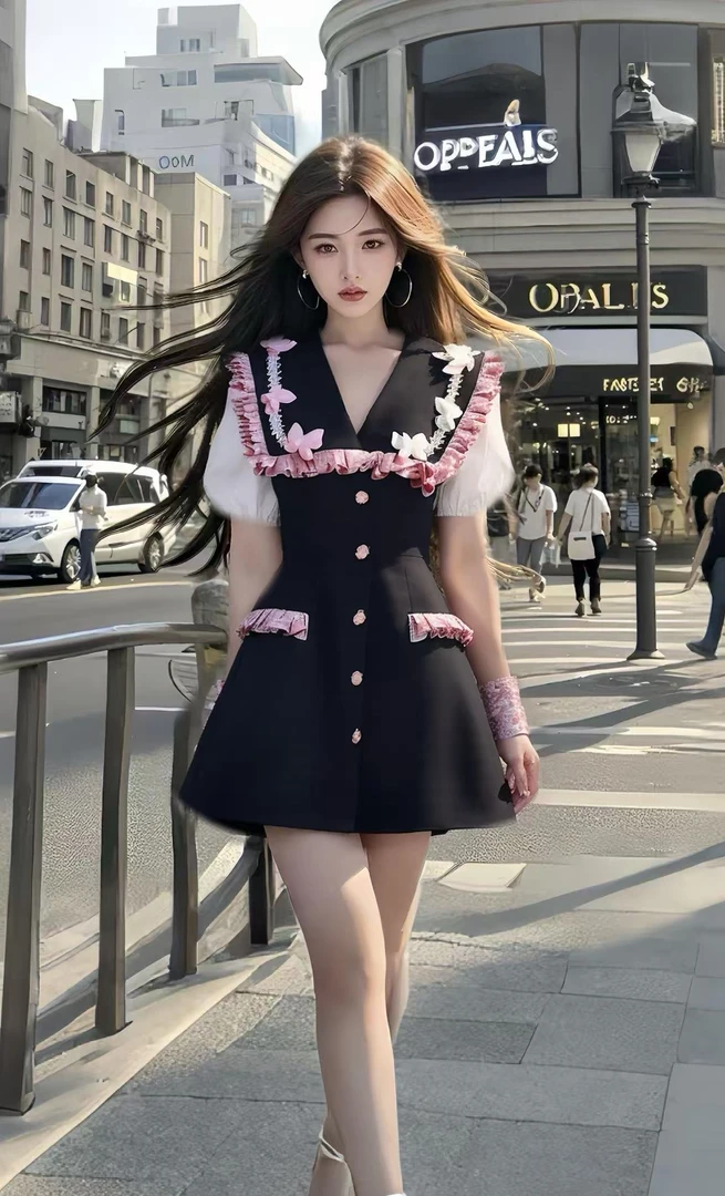 新款2025夏季别致设计感收腰显瘦上衣小众百搭黑色半身裙女两件套