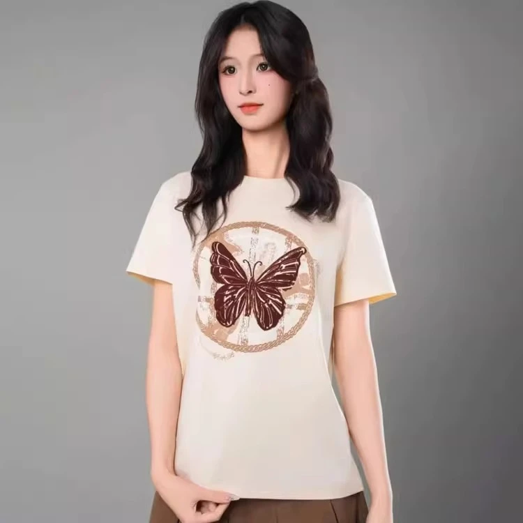 【商场同款】休闲减龄百搭圆领涂鸦印花甜美短袖T恤女上衣530082