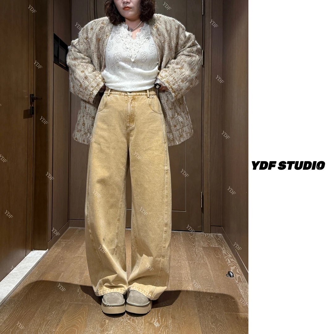 YDFSTUDIO小众【痞帅裤】欧货高品重工双线裁剪设计弯刀百搭牛仔裤