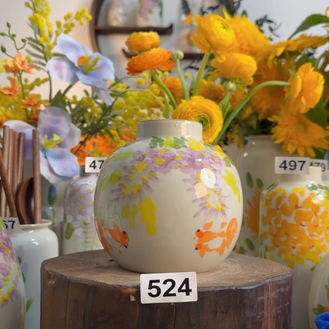 摆件景德镇陶瓷手绘小花瓶摆件无孔