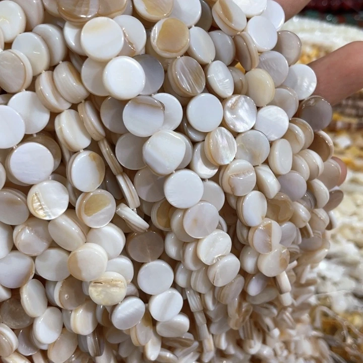 大理石磁石4条10mm天然贝壳圆片有螺纹