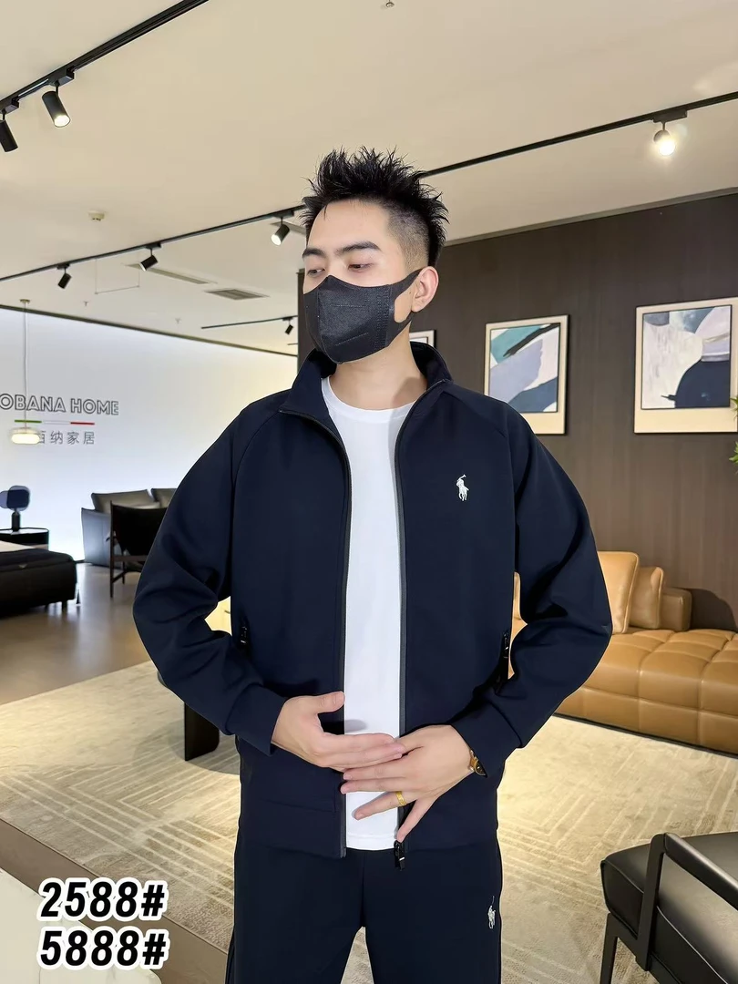 2025秋季百搭休闲套装男士宽松简约潮流秋季新款立领开衫两件套