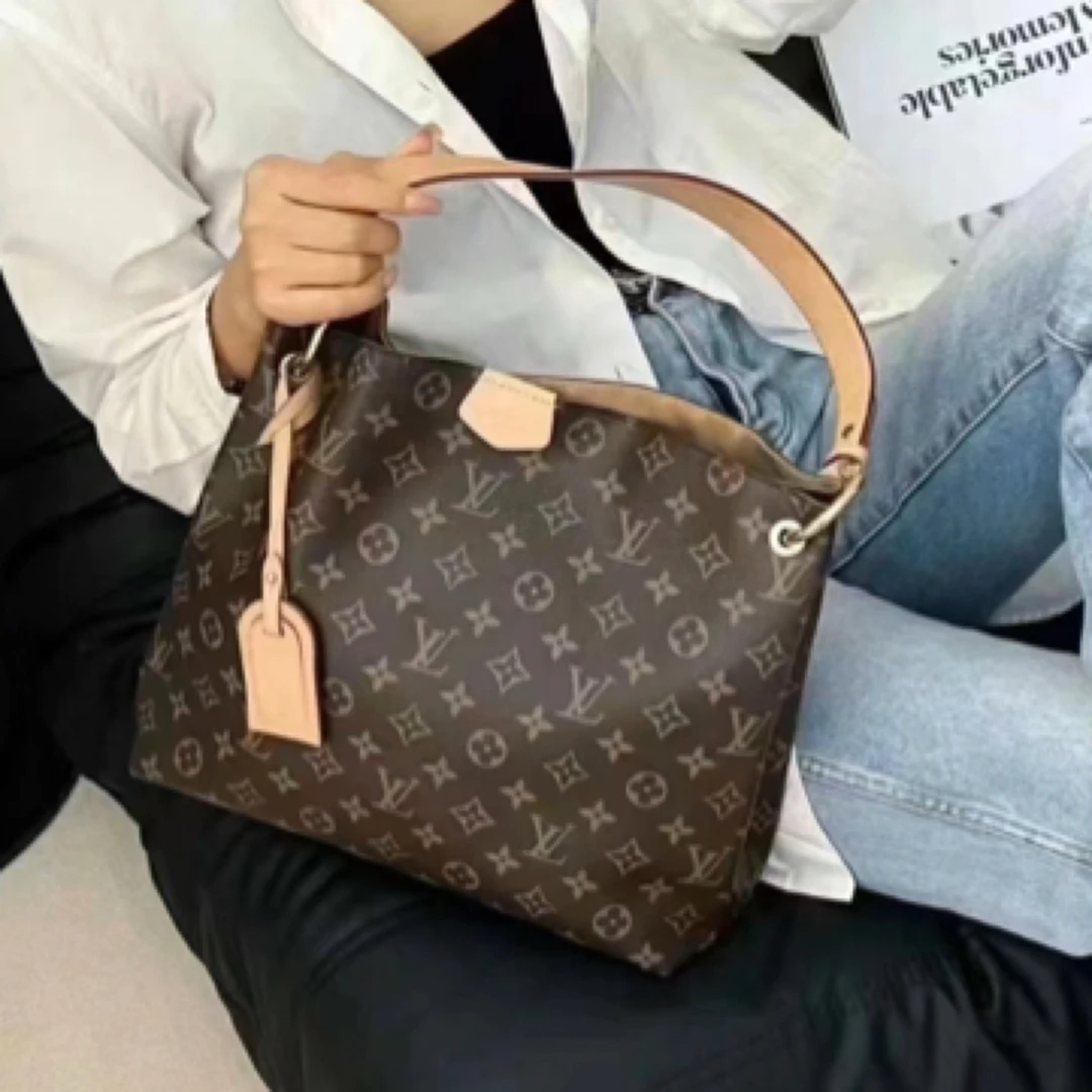 99新 LouisVuitton/路易威登 米色内里小号托特包GF全原芯片款