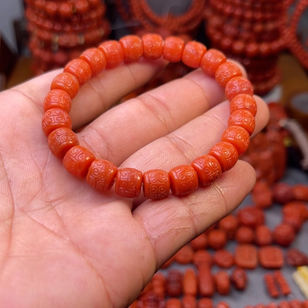 南红玛瑙保山精工回纹直切单圈卡9.2mm左右未镶嵌