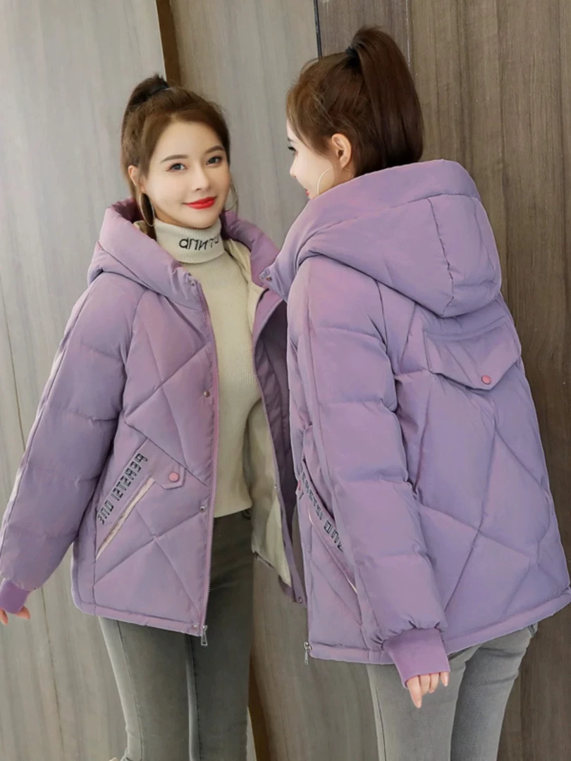 【扣号】秋冬女连帽羽绒服短款羽绒服韩版宽松休闲保暖羽绒外套