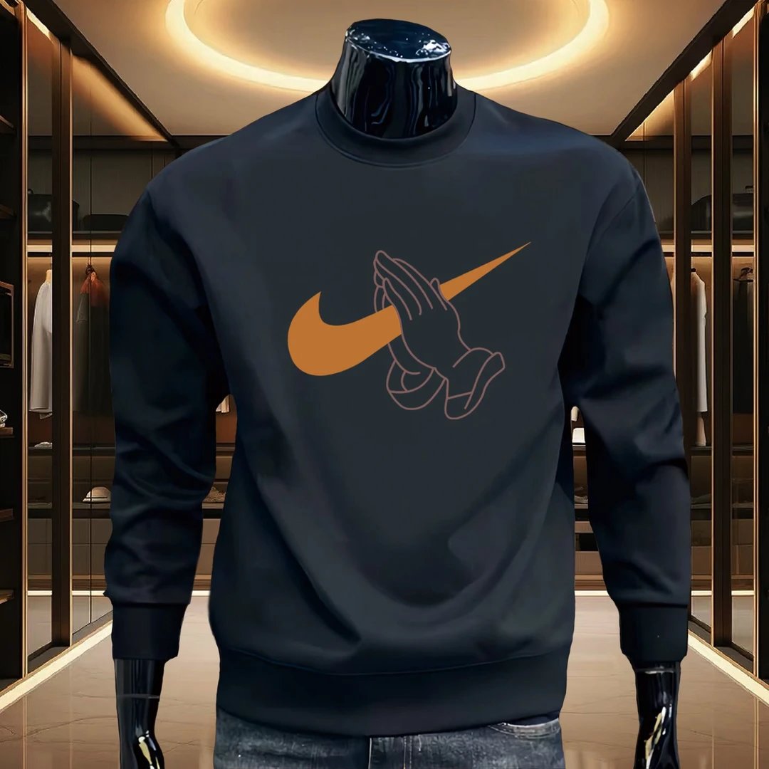 2025新款春秋休闲男士卫衣秋冬休闲百搭印花长袖圆领打底上衣