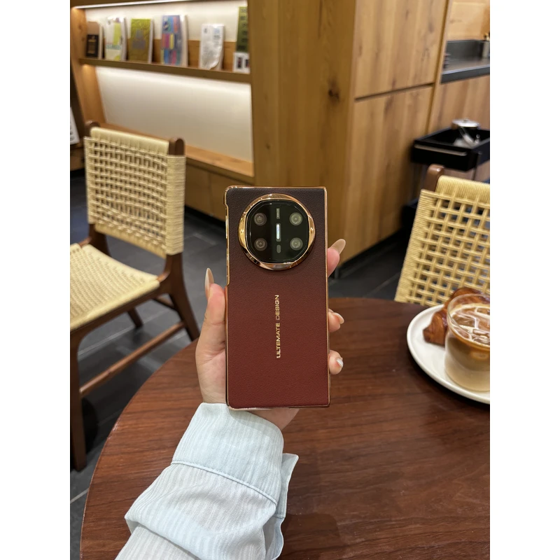 适用华为MateX5/MateX6纯皮定制款渐变折叠屏x6手机壳大孔镜头