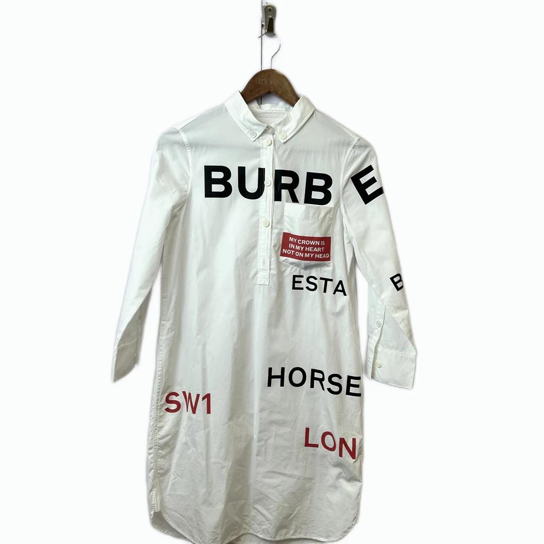 99新 BURBERRY/博柏利 02103 大logo白色连衣裙 36码