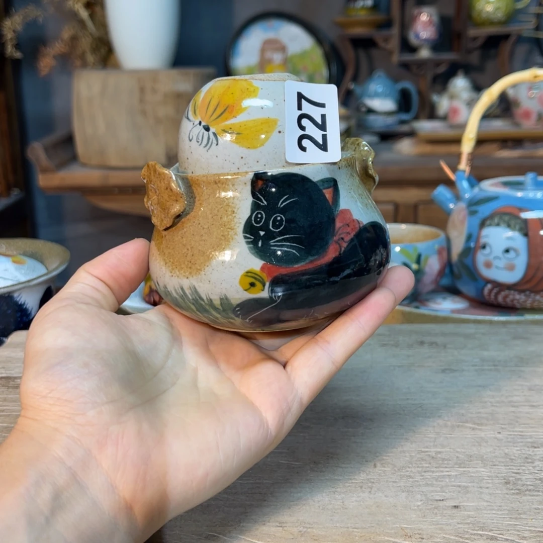 壶素浅陶瓷手工手绘