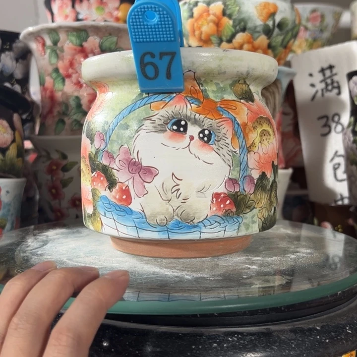 景德镇手绘花盆满38包邮偏远地区除外
