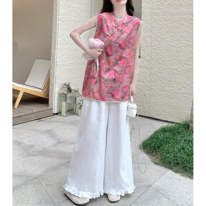 【崔】S0195民族风唐装中式新中式时尚套装女装通勤碎花中国风