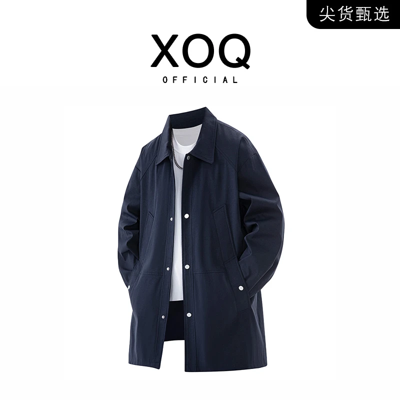 【品牌甄选】大码男装风衣外套中长款春秋季时尚夹克男宽松休闲百搭