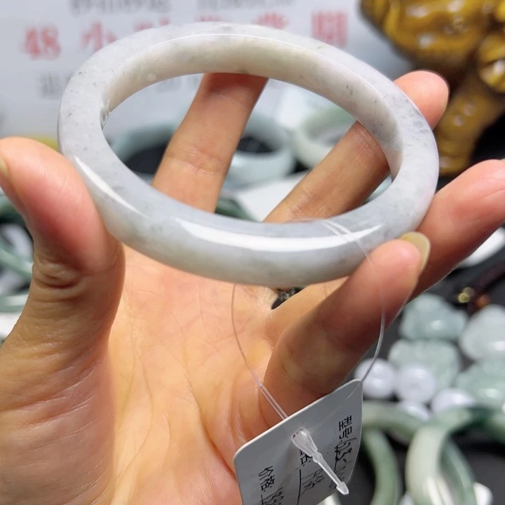 翡翠手镯未镶嵌纯天然缅甸A货翡翠紫罗兰飘花方镯62.4