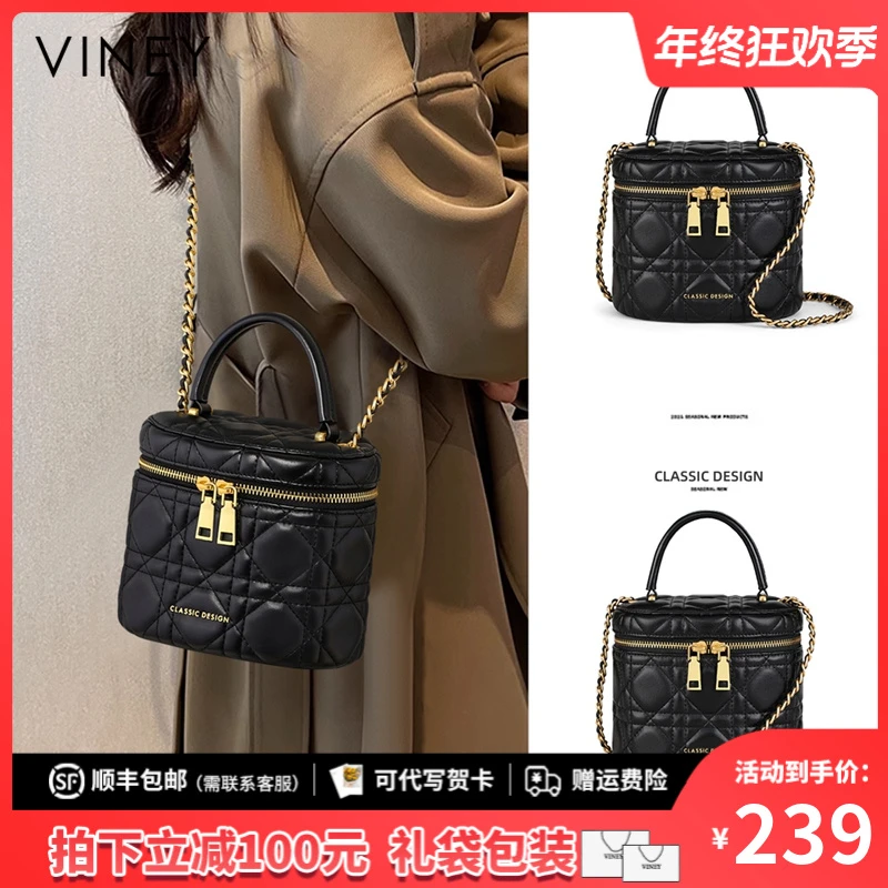 Viney包包女包2025新款潮高级感圆筒手提包生日圣诞礼物送女生