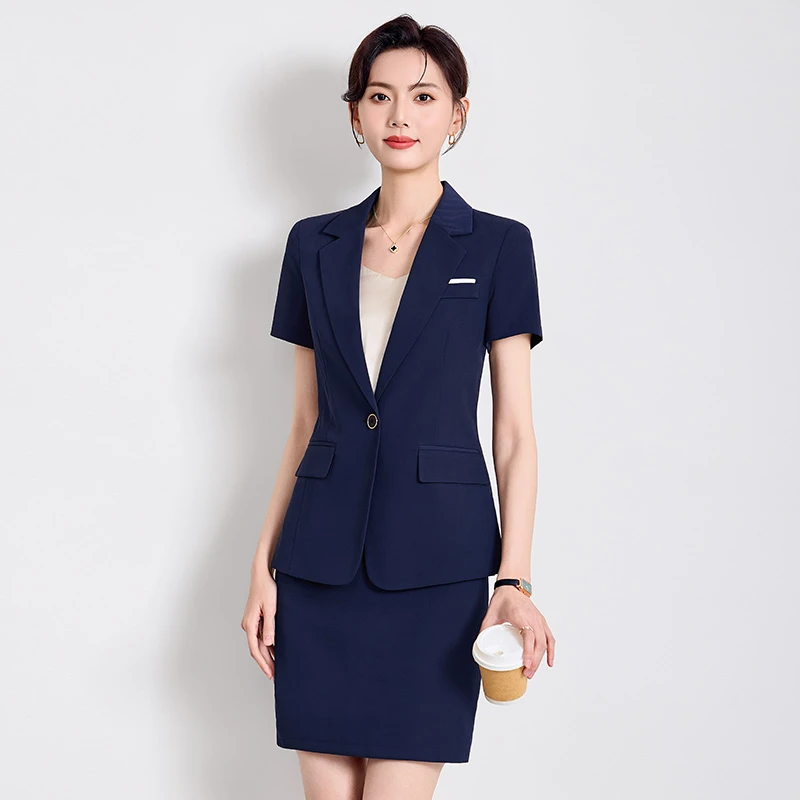 英郦西裙短袖职业女裤套装职业装商务正装工作服售楼部时尚女装