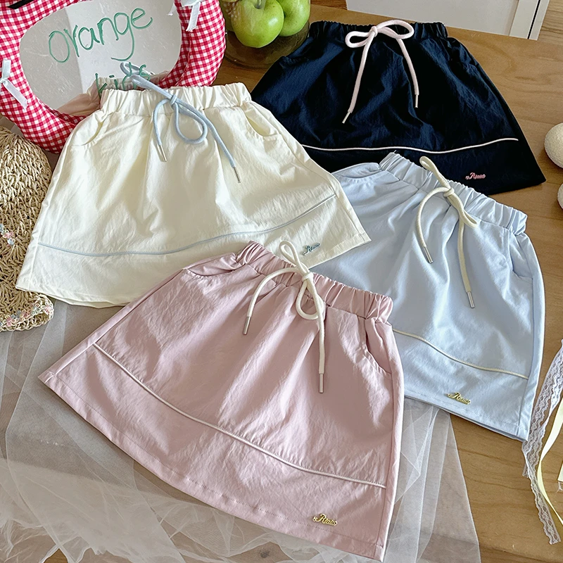 【橘子家】女童纯色休闲一步裙夏季新款儿童速干包臀裙HS62452