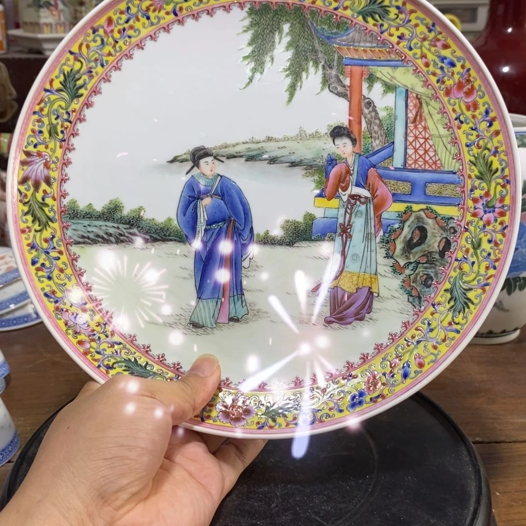 瓷片26.8公分手绘人物赏盘