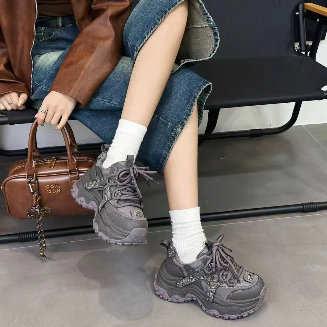 佰诗奴437547737老爹鞋2025年秋冬新款加绒厚底女式休闲运动鞋