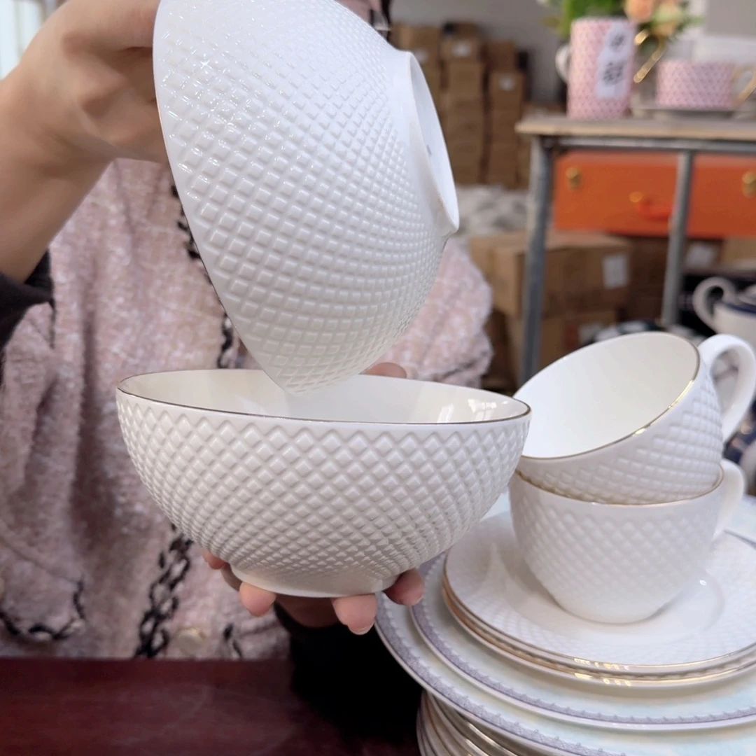 骨瓷6英寸饭碗15cm6个外贸骨瓷