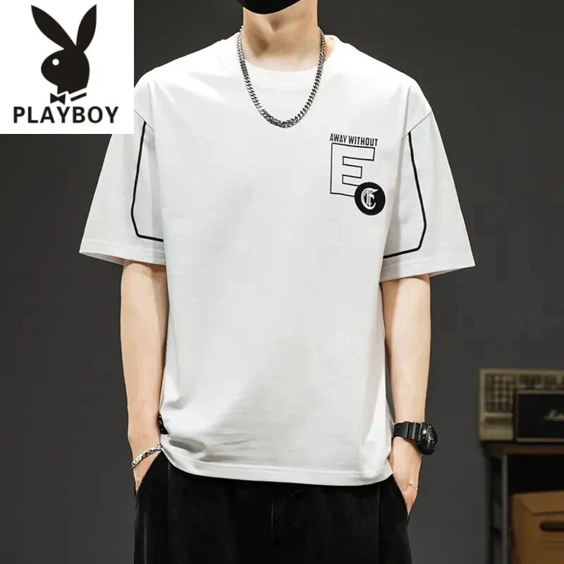 花花公子美式潮牌短袖T恤男夏季薄款宽松百搭新款休闲舒适上衣