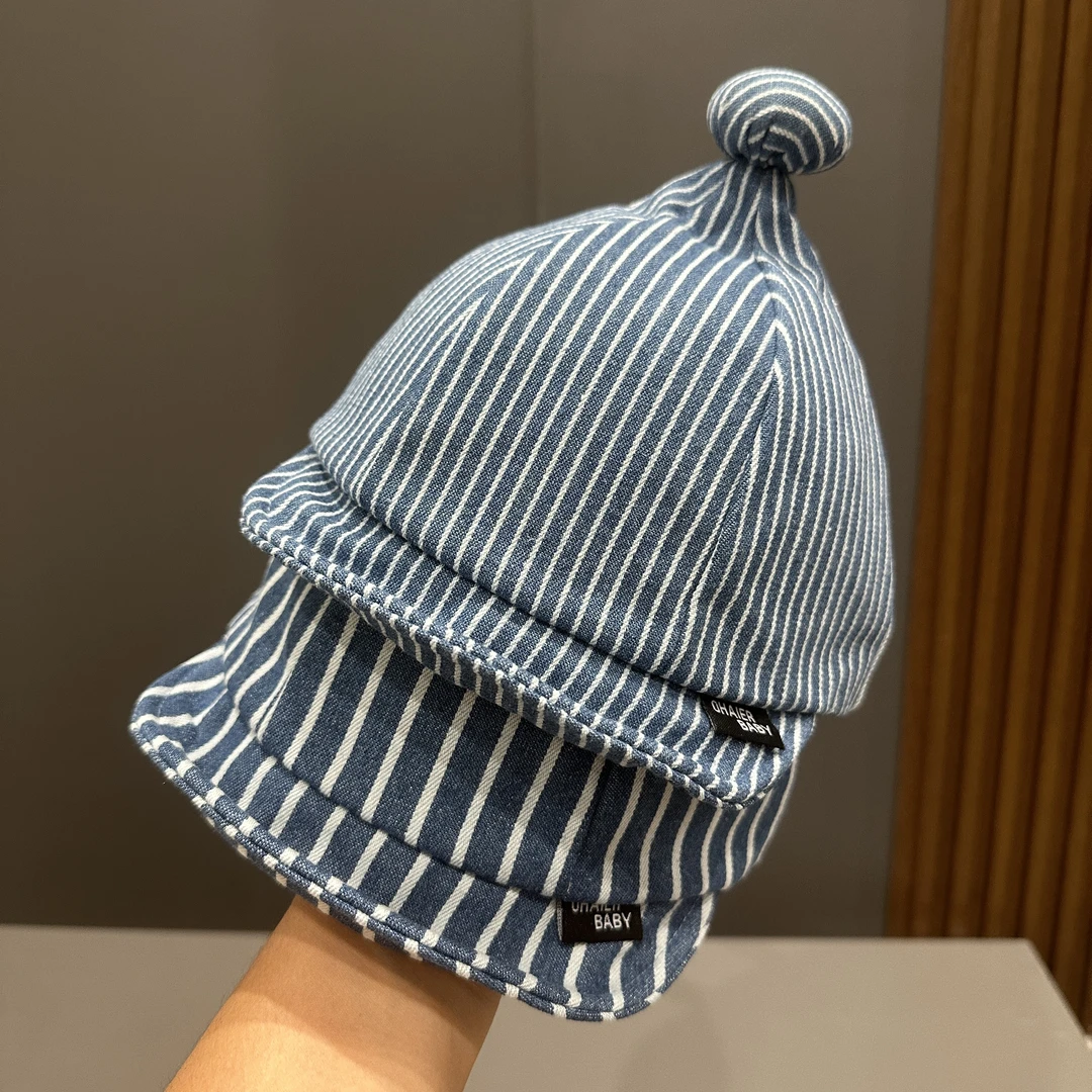 条纹洋气儿童帽子春秋季新款男女宝宝鸭舌帽软檐棒球帽遮太阳防晒