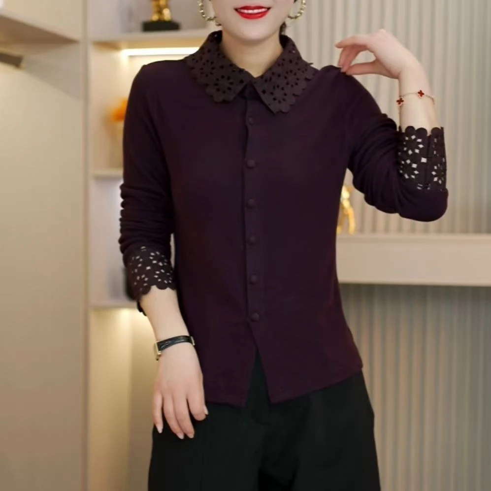 2025冬季新款时尚洋气百搭减龄显瘦气质够花衬衫领上衣K055