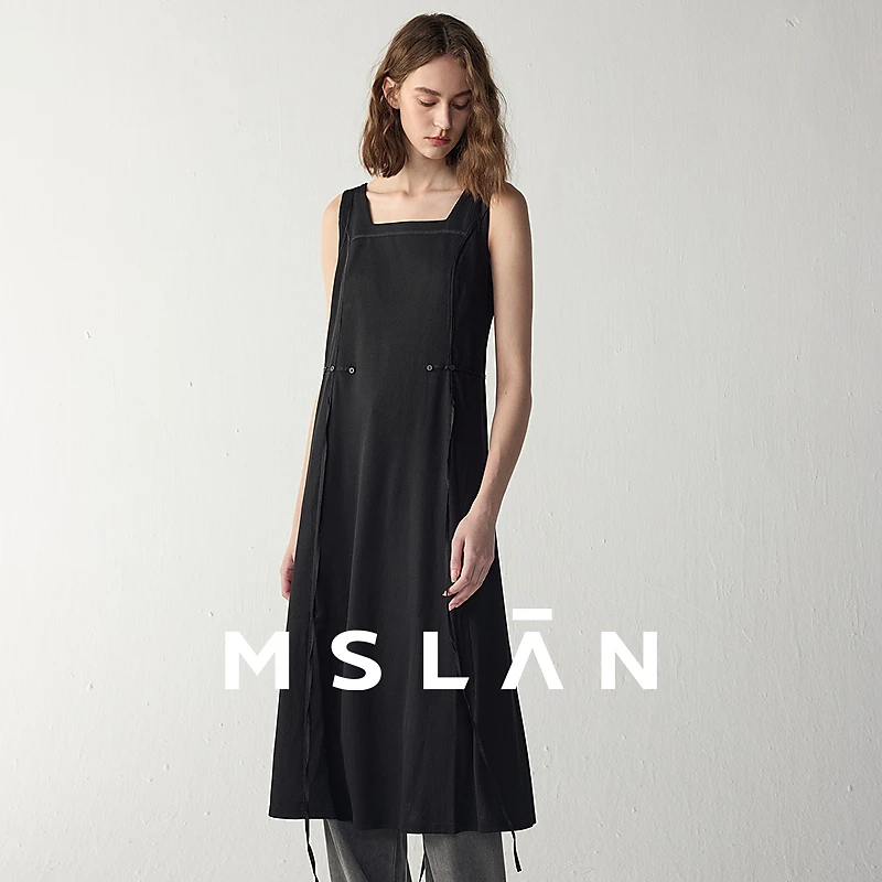 MSLAN|商场同款新款滚条装饰系带背心连衣裙MGAT180