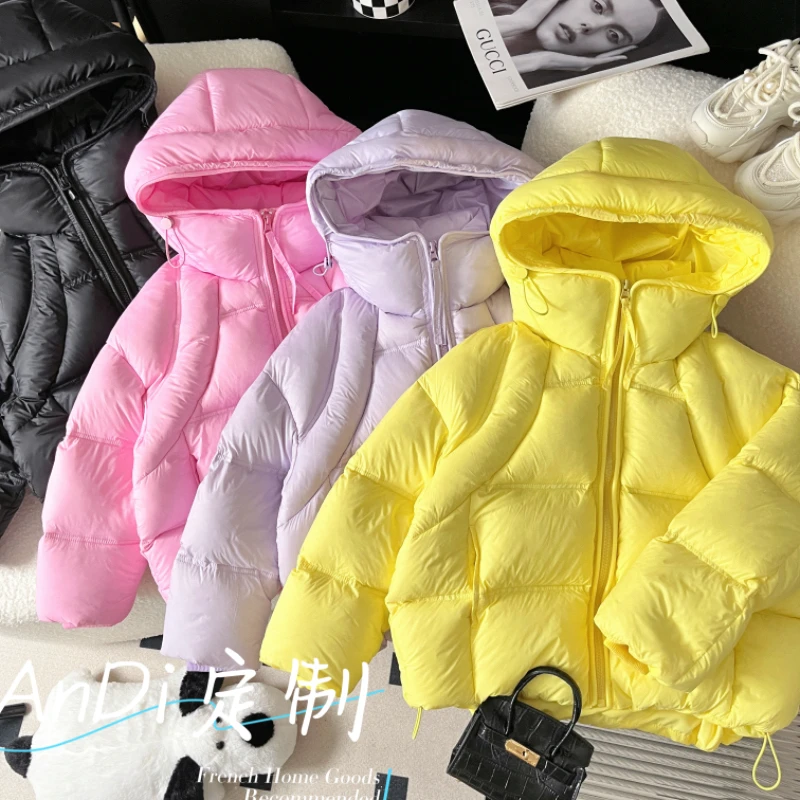 〖ANDI〗安迪羽绒服冬季儿童韩版洋气纯色简约保暖连帽羽绒服5391