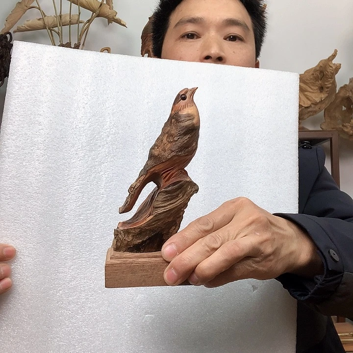 松木一****享琥珀木小鸟摆件