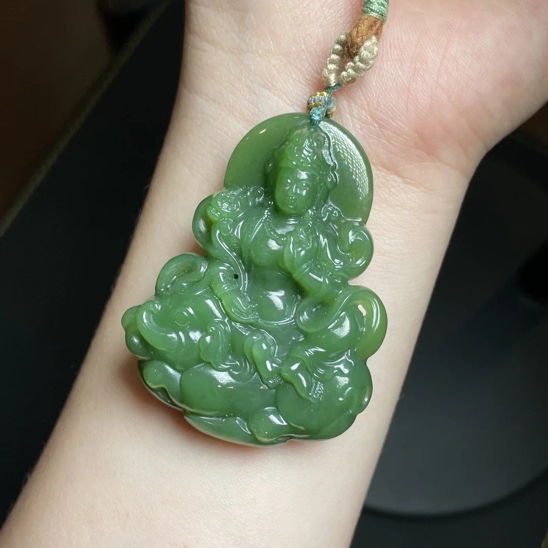 【玉总珠宝】和田玉碧玉吊坠-50*30*11mm 多样性 发一CAN1450190