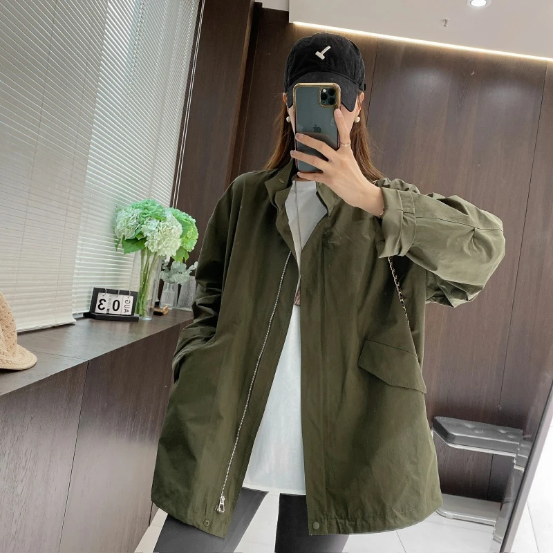 IMFLY金小金自制女装 短风衣DYW8857春季新款宽松立领拉链外套