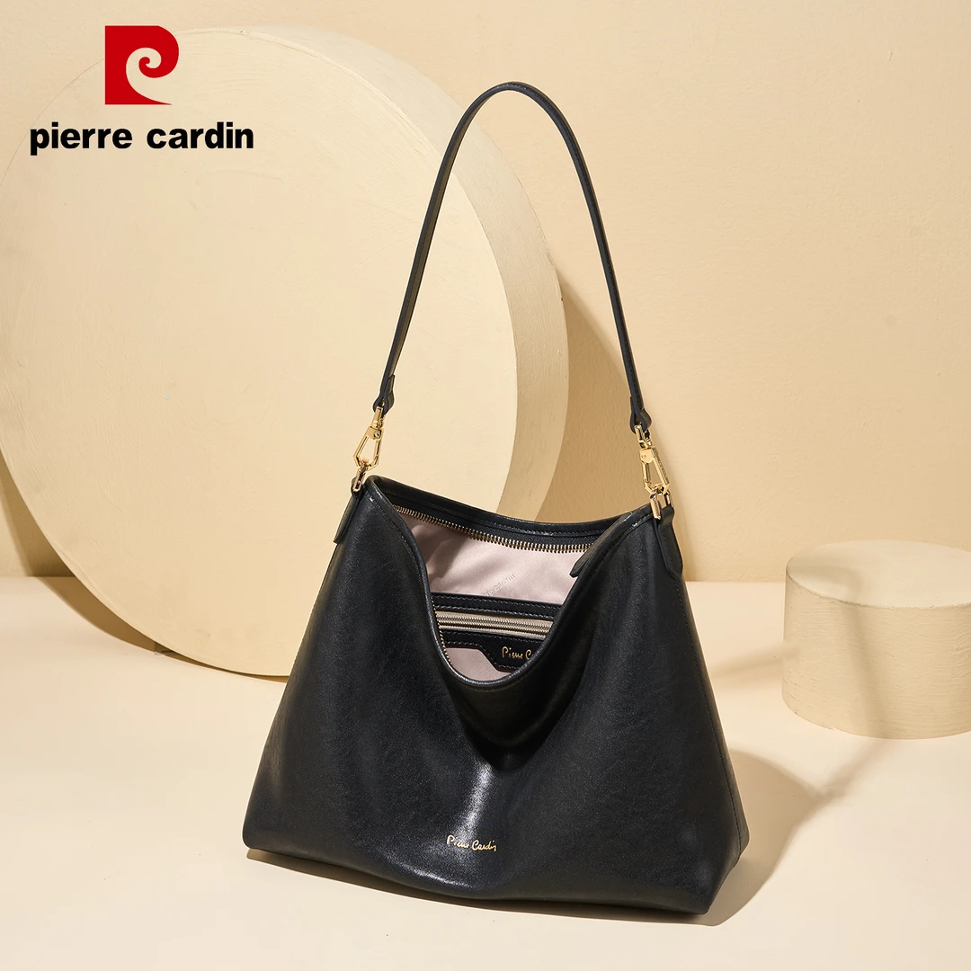 皮尔卡丹hobo软皮头层单肩大容量2025新款通勤腋下女包母亲节礼物