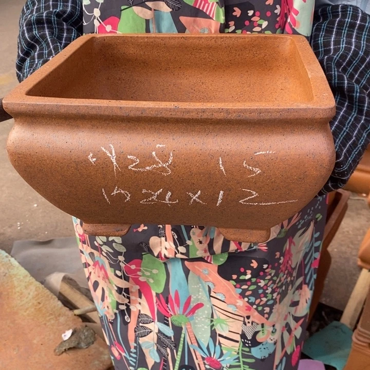 花盆紫砂只顾看手机的