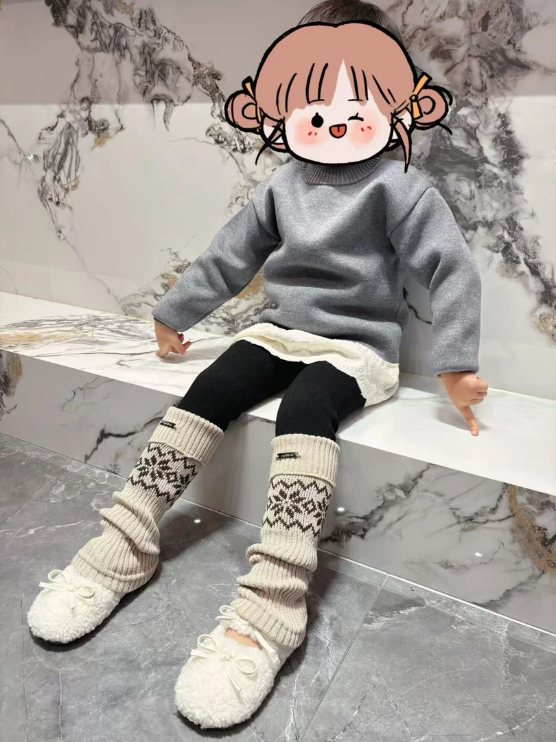 【厚绒费尔岛】冬款氛围感分体堆堆袜穿搭女童打底裤加厚绒保暖时尚