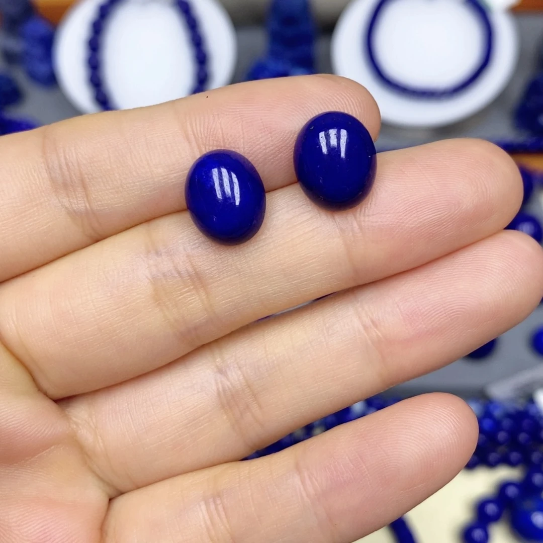 青金石银S925镶嵌耳饰