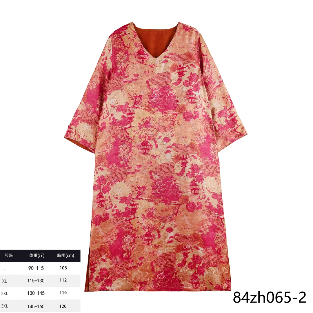 PP  2025新款时尚国风粉妆玉砌V领连衣裙84zh065-2