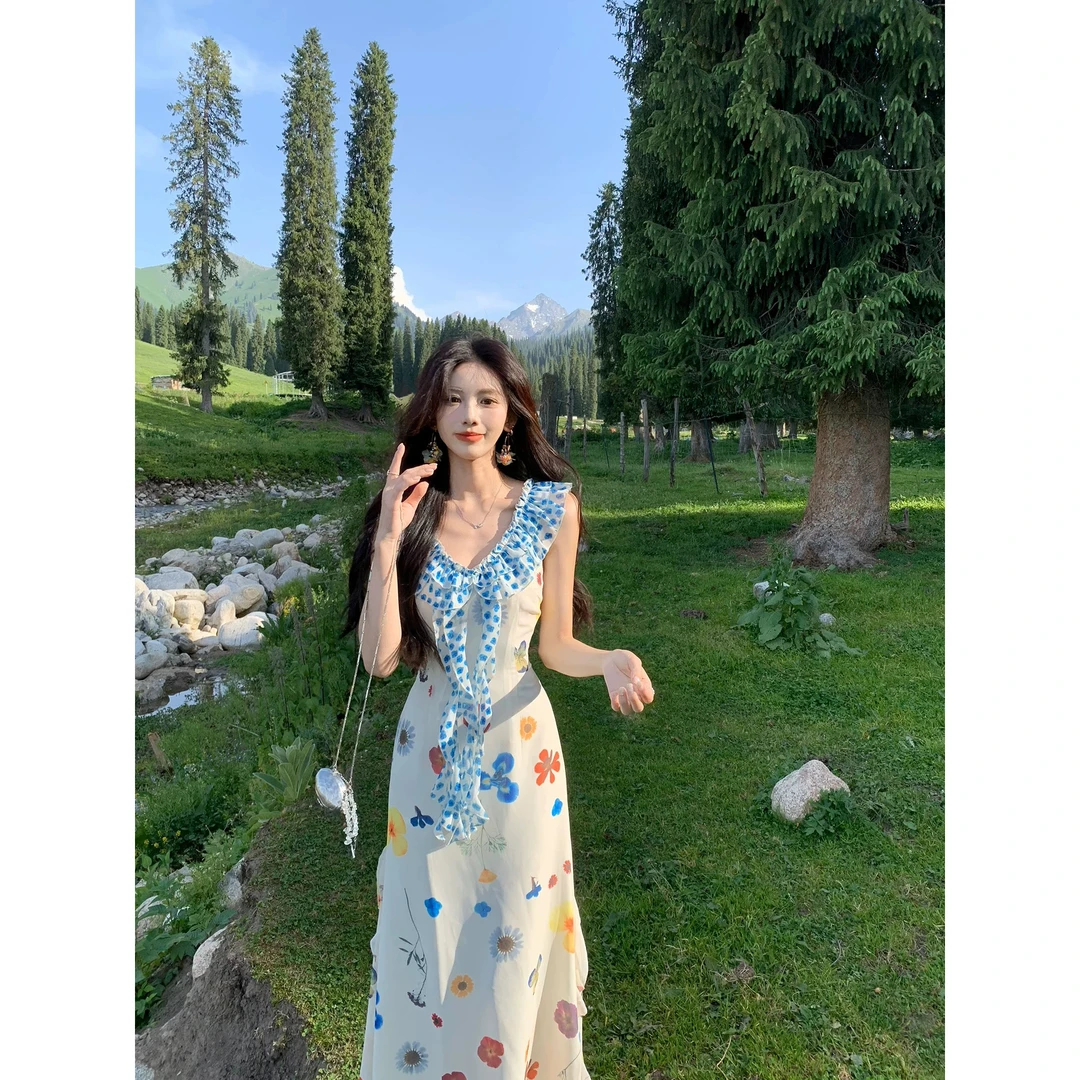 一颗甜桃yikett杜乐丝花园印花连衣裙