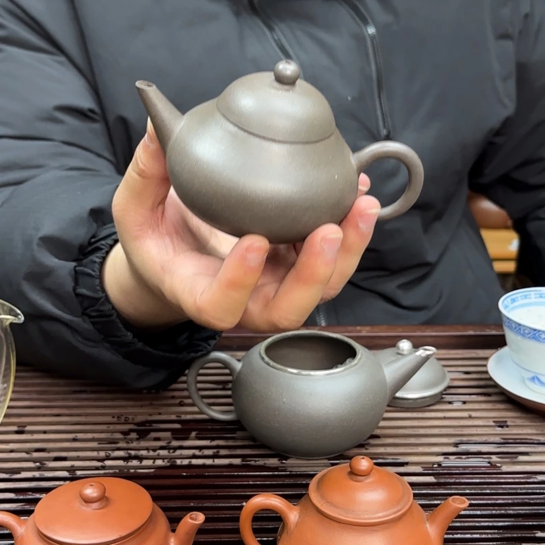 紫砂茶壶Y**H剑流梨型壶青灰