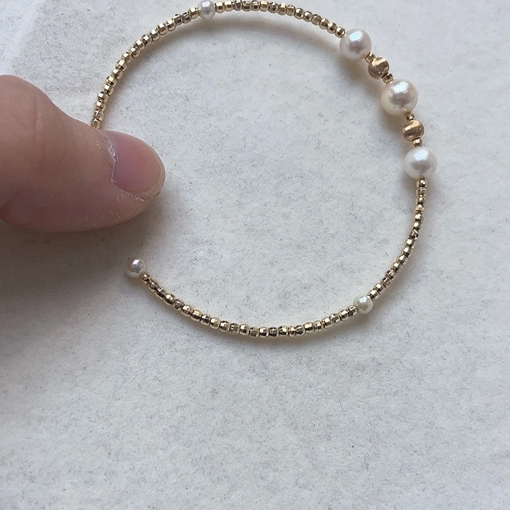 手镯银S925镶嵌海水珍珠