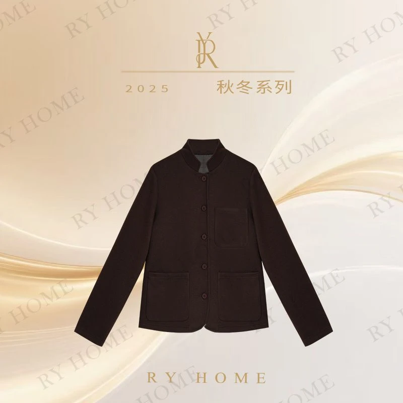 【容雨RYHOME】羊毛混纺立领单排扣短款外套253W2482