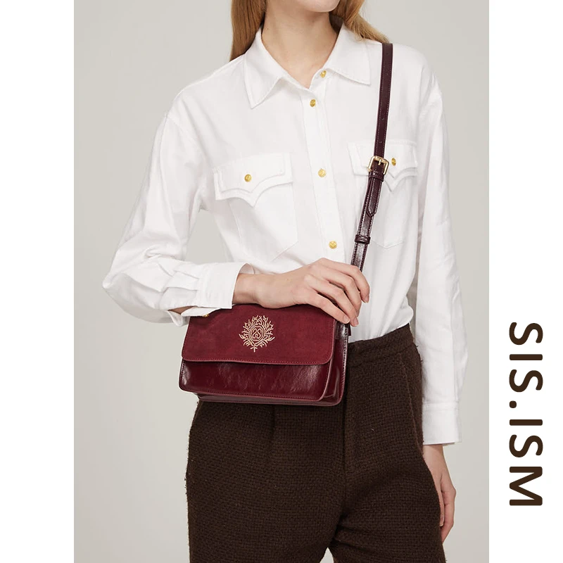SISISM/姐妹主义车厘子软牛皮单肩女包斜挎包包轻奢高级