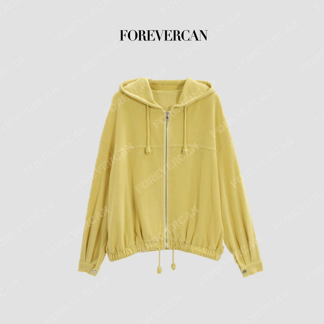 FOREVERCAN“轻氧少女”客订圈圈绒多巴胺抽绳连帽卫衣WC23753