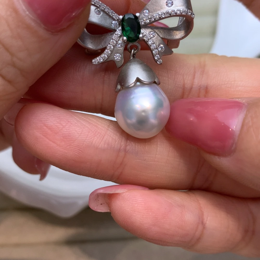 海水珍珠银S925镶嵌颈饰