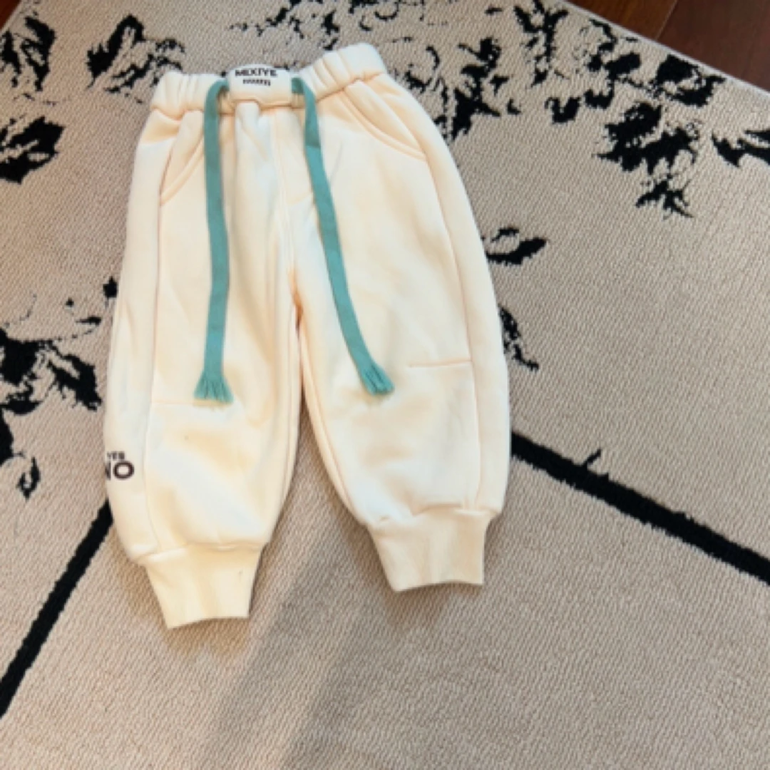 【编号P680】Y244171218-34-儿童韩版休闲卫裤米杏色-yew