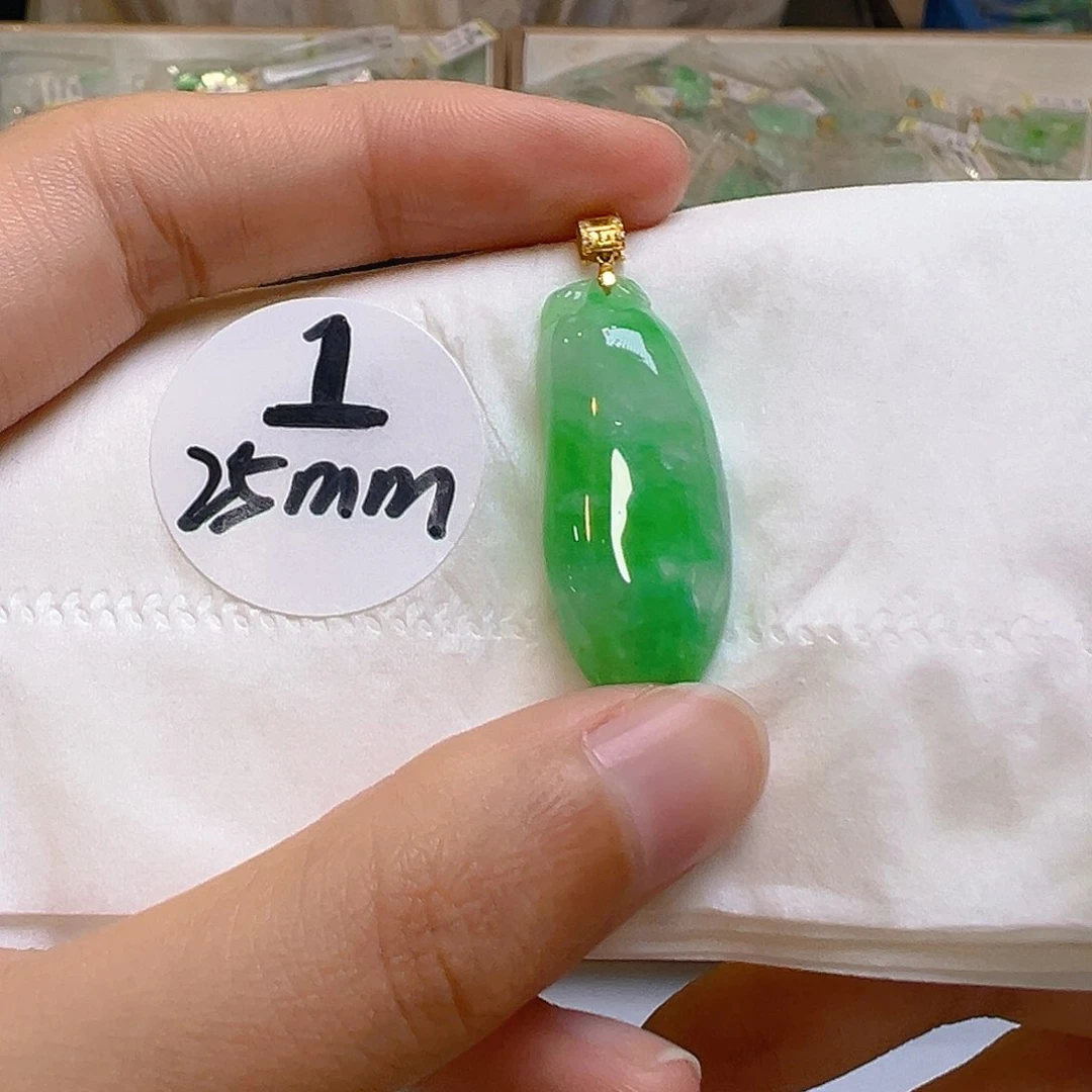翡翠18K金镶嵌吊坠(不含链)翡翠