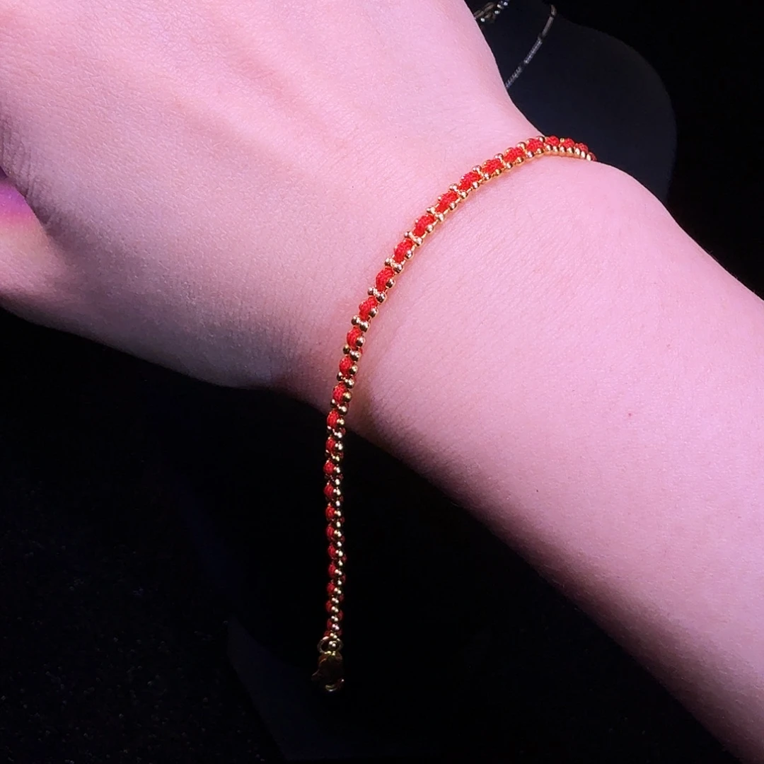 珐琅非金属925银红绳幸运手链