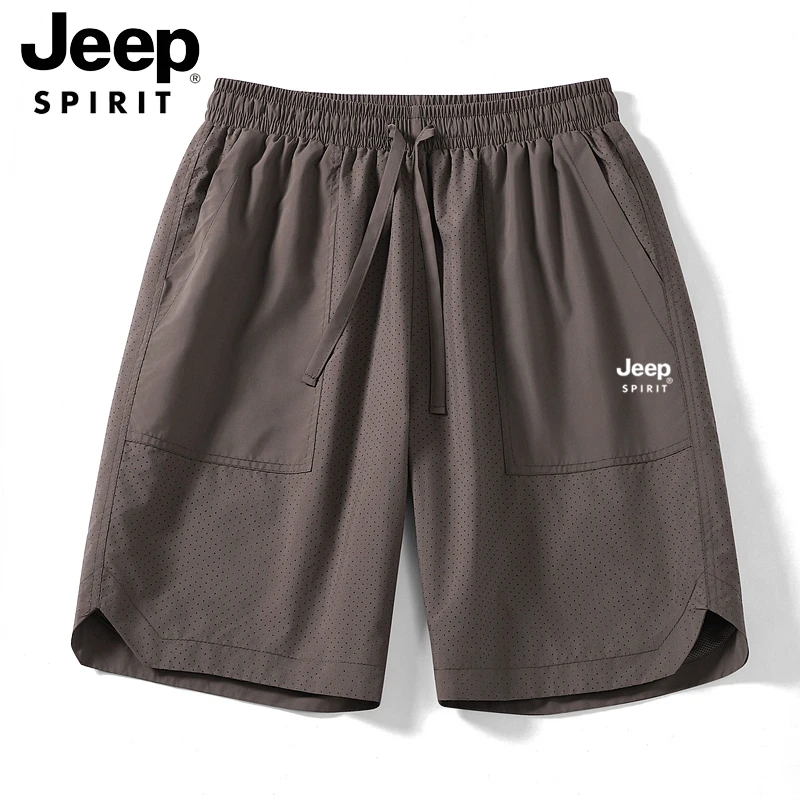 jeep吉普夏季男女款大码宽松冰丝短裤五分裤激光打孔休闲大码中裤